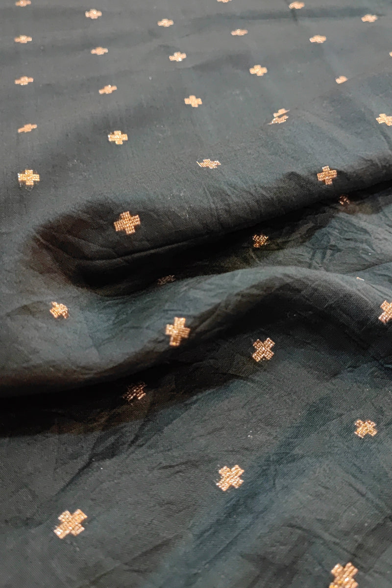 Amber Rust Black Dola Banarasi Floral Print saree