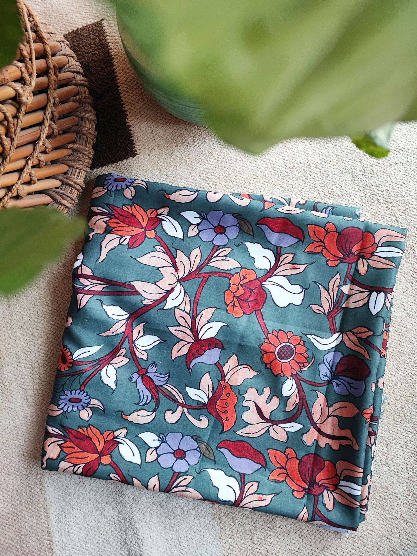 Multicolor Cotton Silk Kalamkari Printed Blouse Piece Material