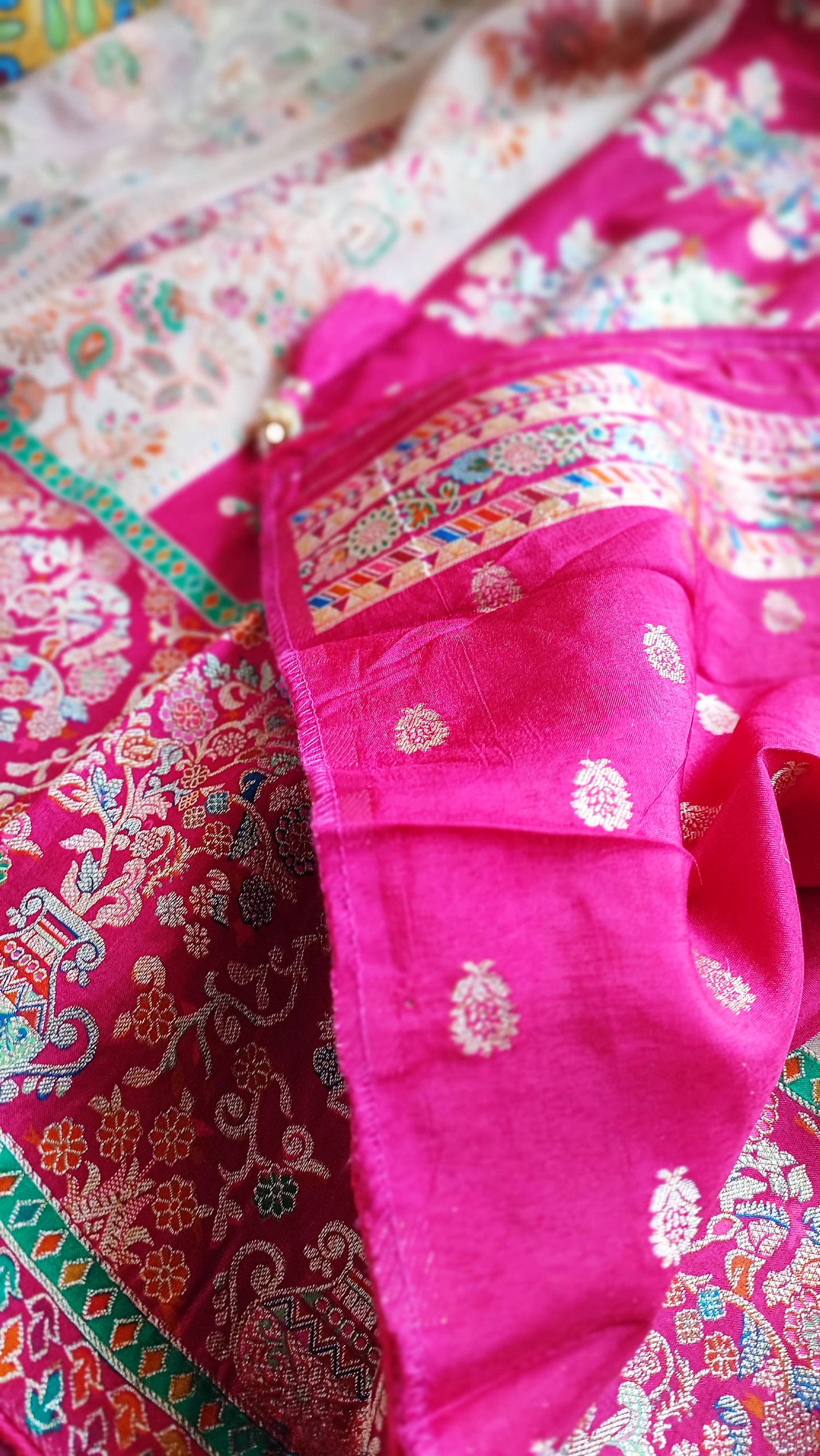 Hot Pink Dola Banarasi Saree