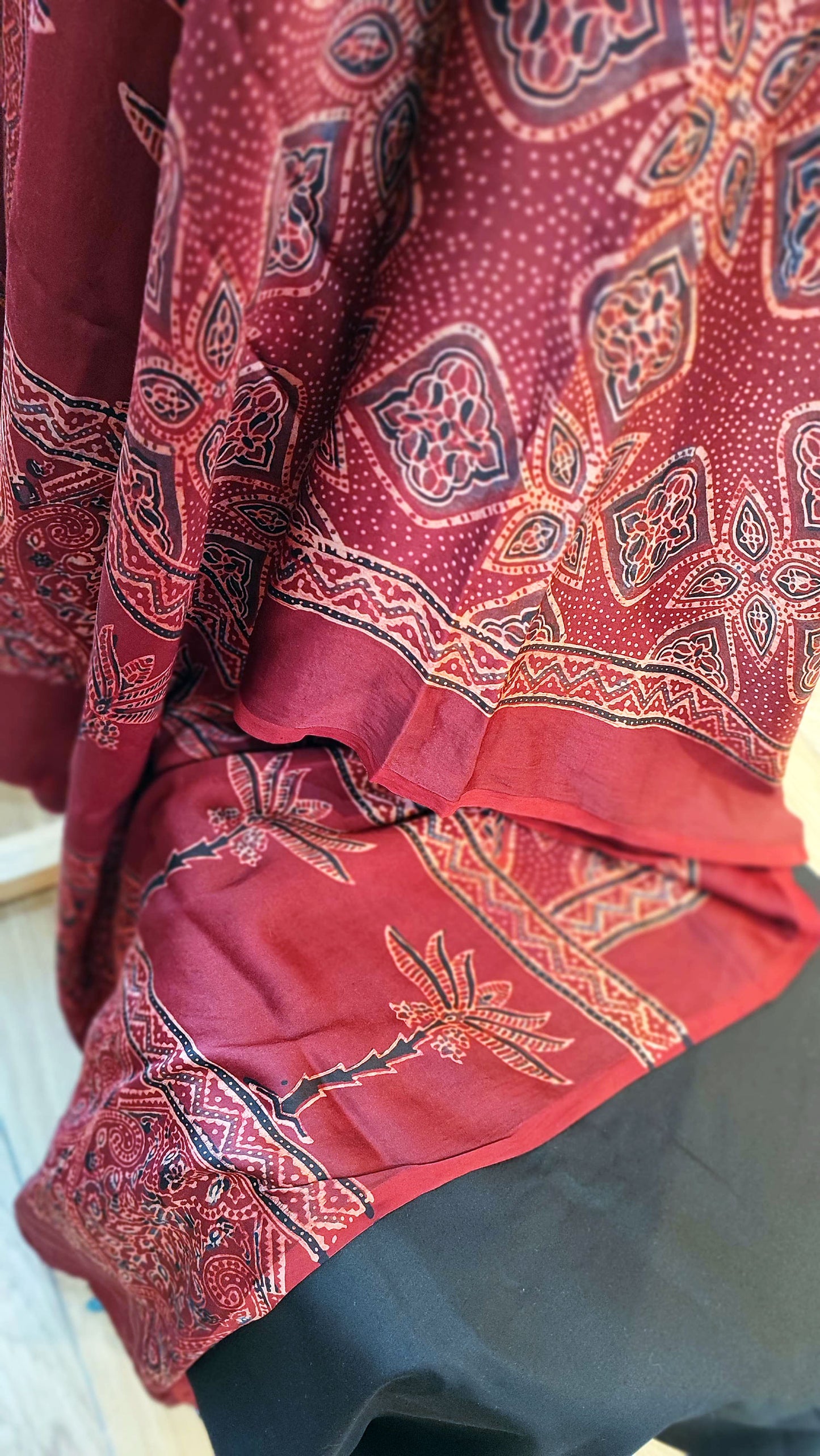 Berry Red Premium Ajrakh Modal Silk Handblock Printed Suit Set