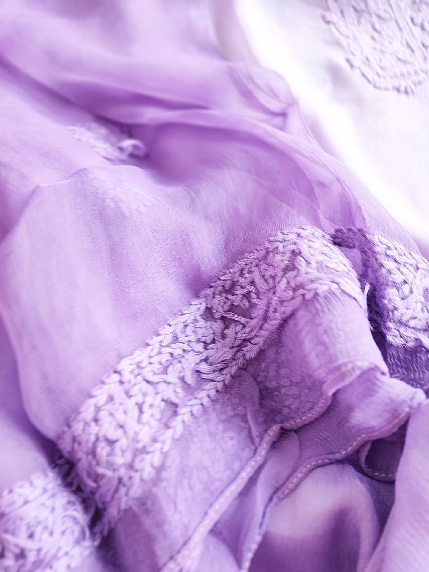 Lilac Lucknowi Chiffon Suit With Chikankari Work