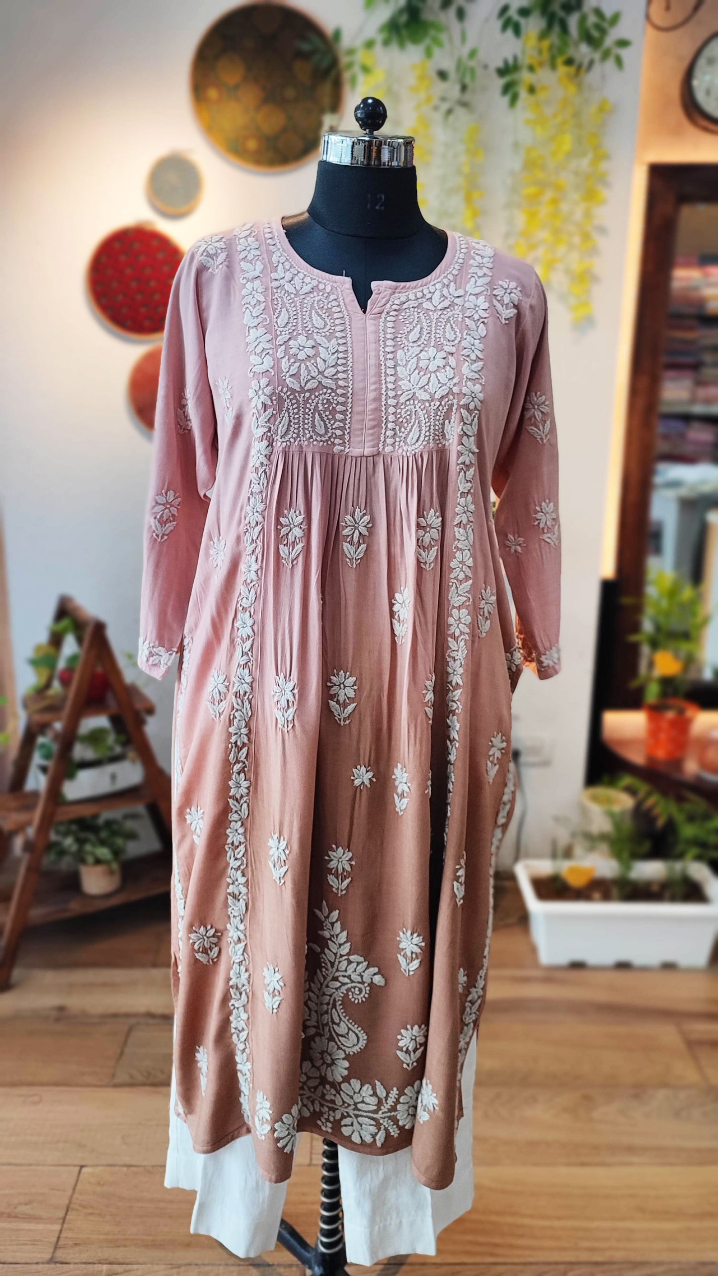 Fawn Brown Lucknowi Chikankari Soft Cotton Kurta