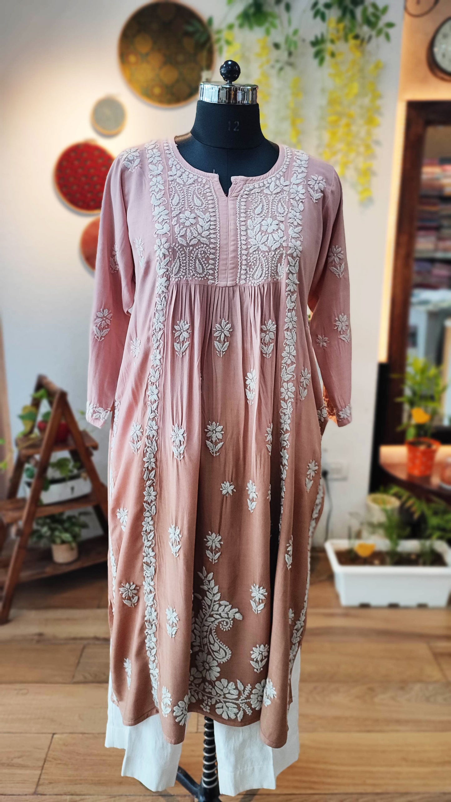 Fawn Brown Lucknowi Chikankari Soft Cotton Kurta