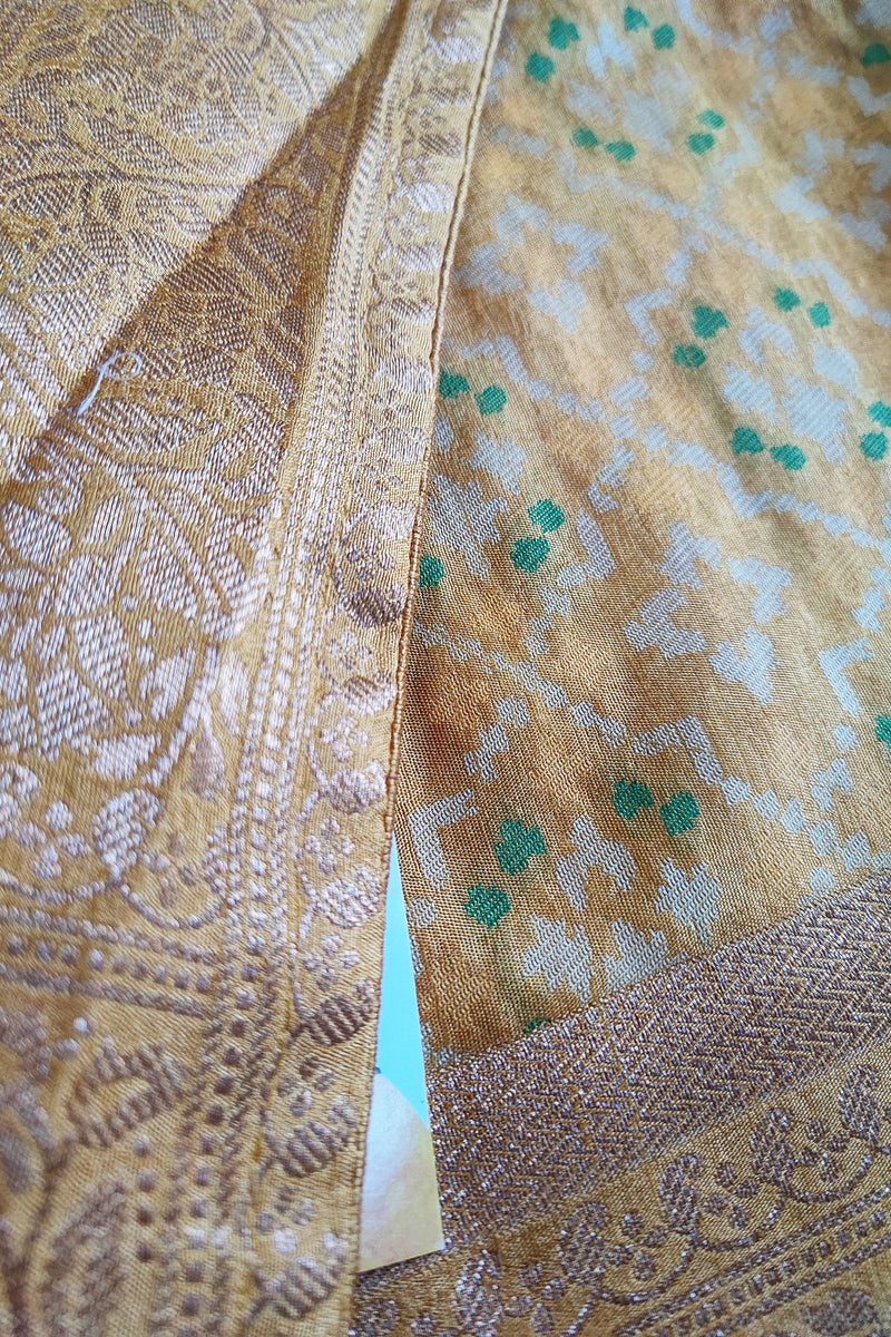 Biscotti & Macaroon Patola Weaving Soft Brocade Banarasi Silk Saree with Zari Border