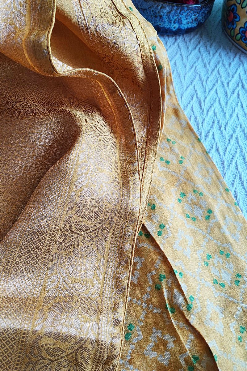 Biscotti & Macaroon Patola Weaving Soft Brocade Banarasi Silk Saree with Zari Border