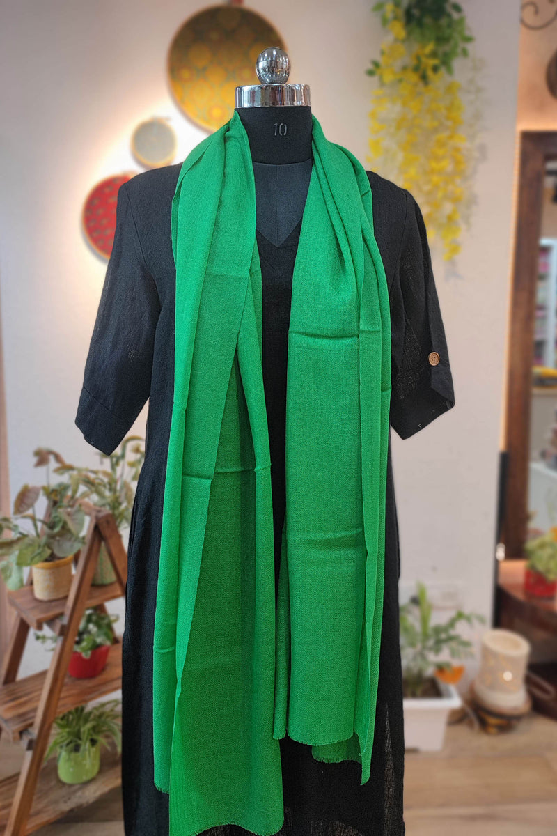 Shamrock Green Plain Fine Wool Pashmina Stole