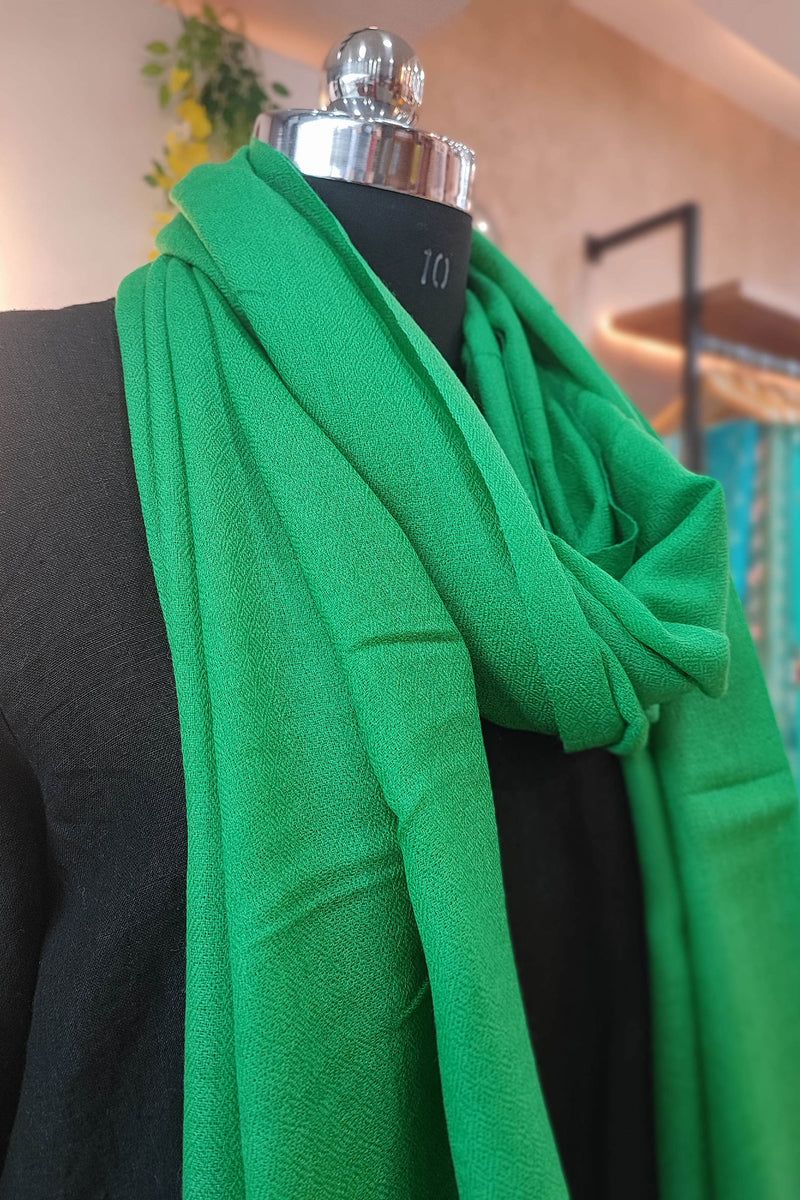 Shamrock Green Plain Fine Wool Pashmina Stole