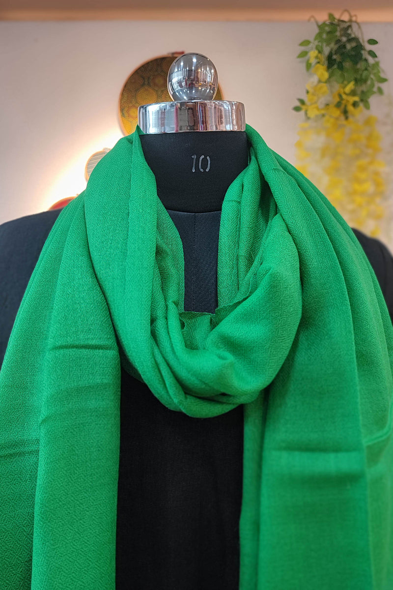 Shamrock Green Plain Fine Wool Pashmina Stole