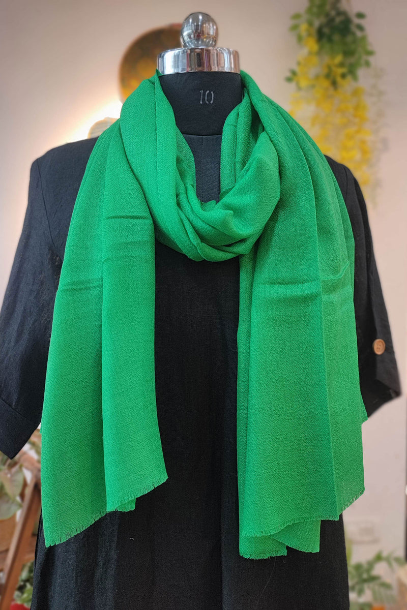 Shamrock Green Plain Fine Wool Pashmina Stole
