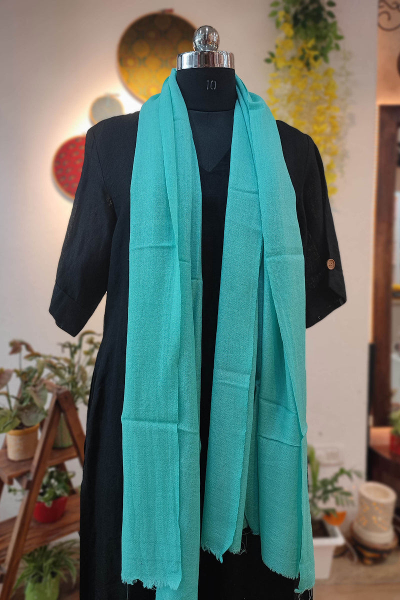 Teal Blue Plain Fine Wool Pashmina Stole