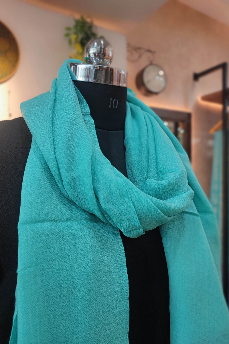 Teal Blue Plain Fine Wool Pashmina Stole