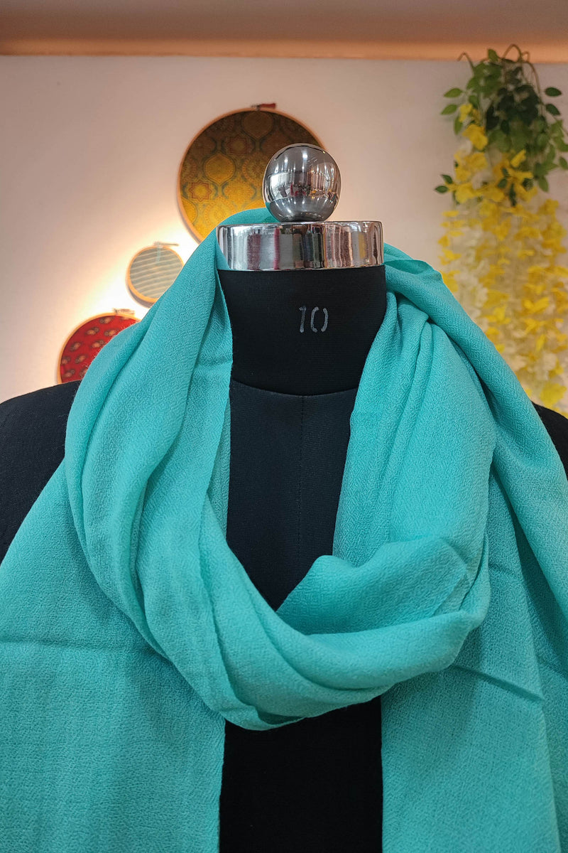 Teal Blue Plain Fine Wool Pashmina Stole