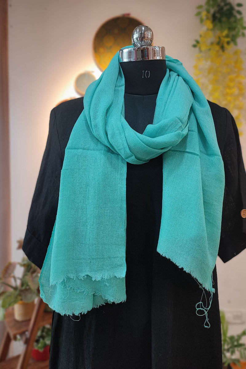 Teal Blue Plain Fine Wool Pashmina Stole
