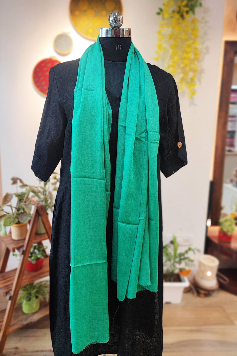 Caribbean Green Plain Fine Wool Pashmina Stole