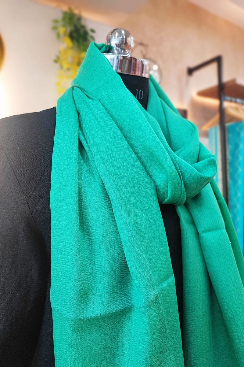 Caribbean Green Plain Fine Wool Pashmina Stole