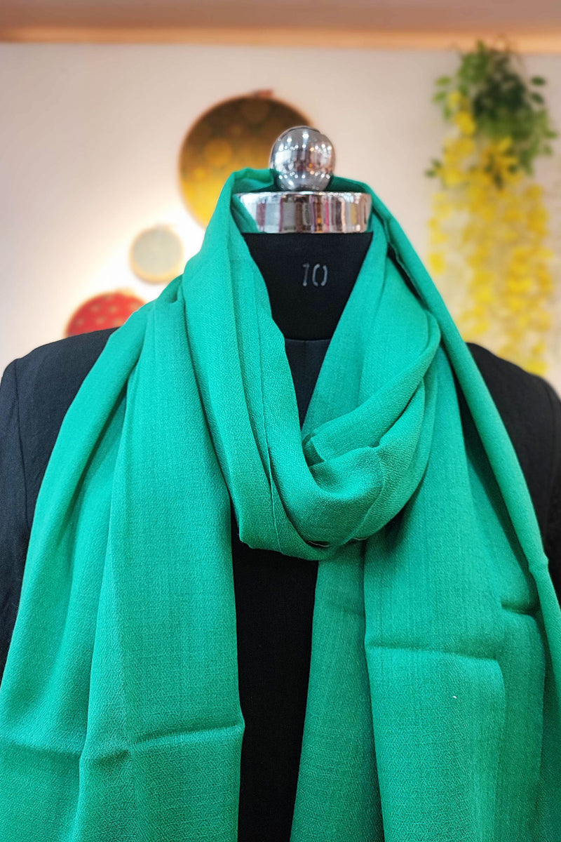 Caribbean Green Plain Fine Wool Pashmina Stole