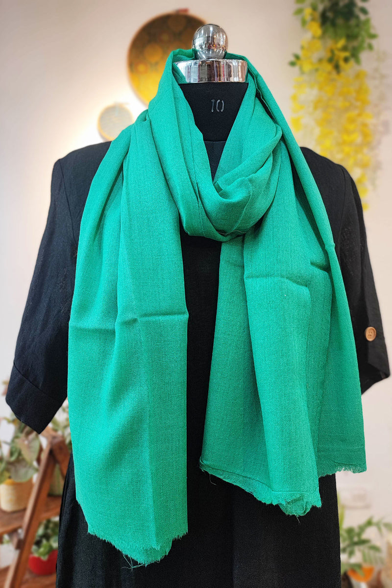 Caribbean Green Plain Fine Wool Pashmina Stole