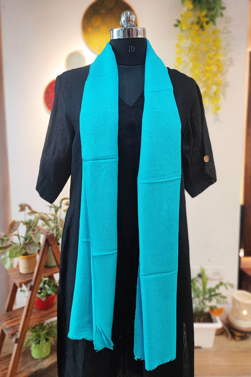 Cyan Plain Fine Wool Pashmina Stole