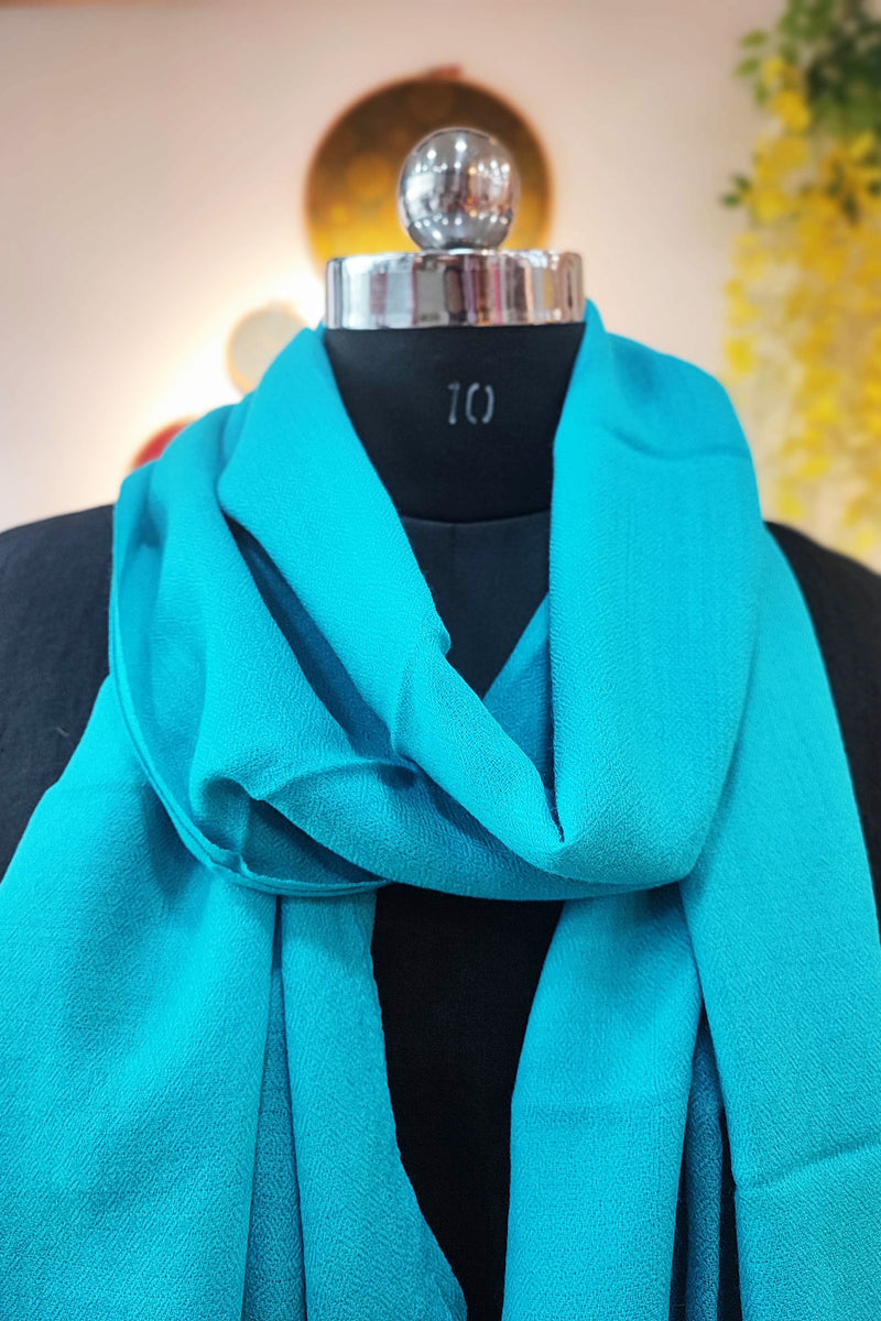 Cyan Plain Fine Wool Pashmina Stole