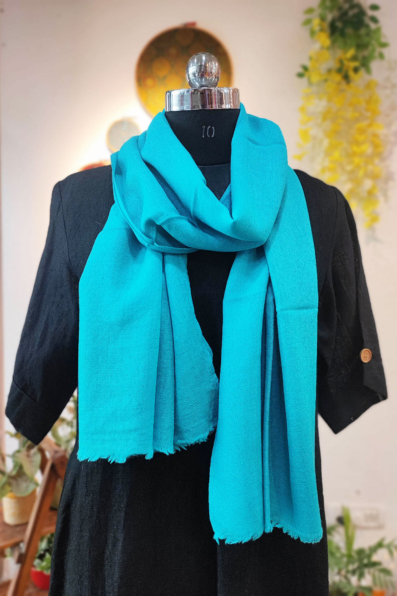 Cyan Plain Fine Wool Pashmina Stole