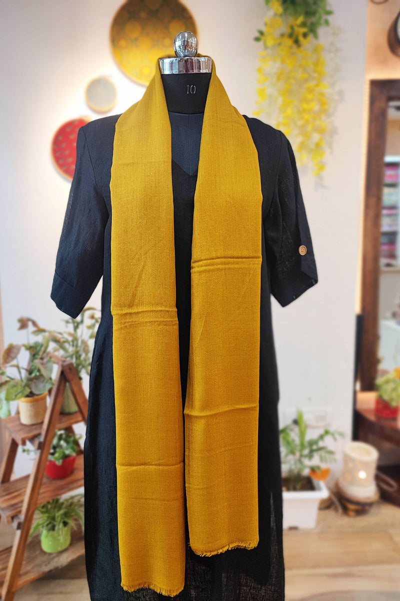 Mustard Plain Fine Wool Pashmina Stole