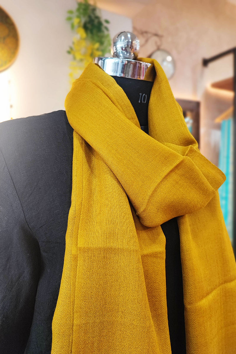 Mustard Plain Fine Wool Pashmina Stole
