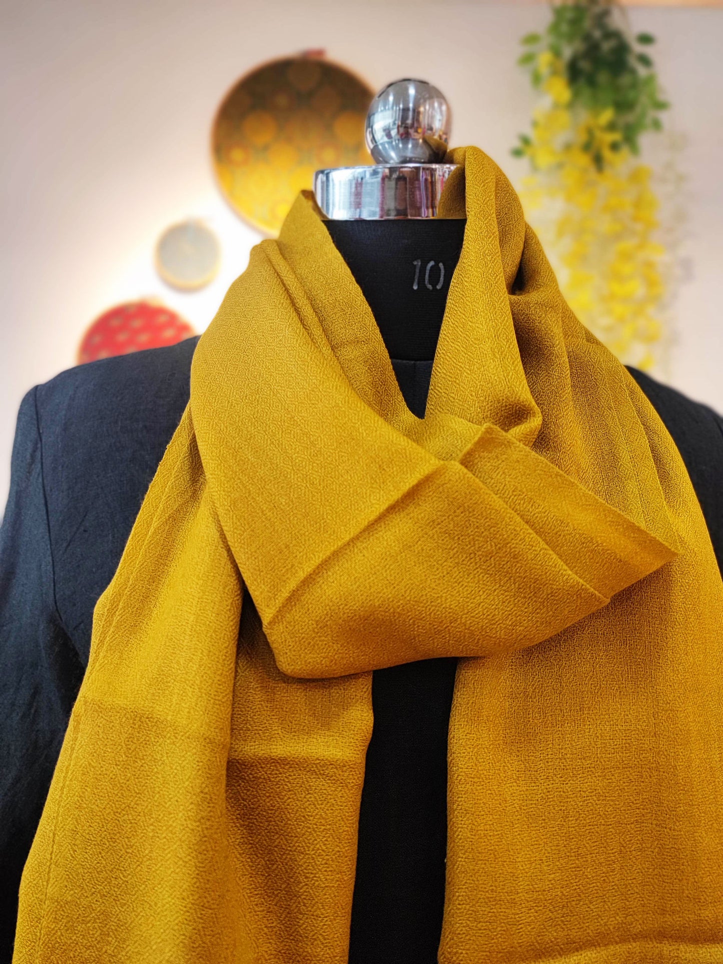 Mustard Plain Fine Wool Pashmina Stole