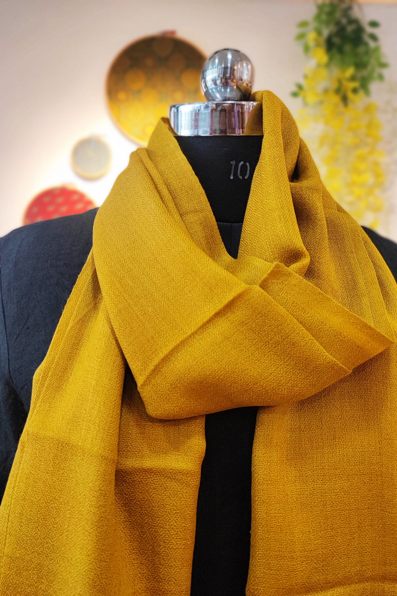 Mustard Plain Fine Wool Pashmina Stole