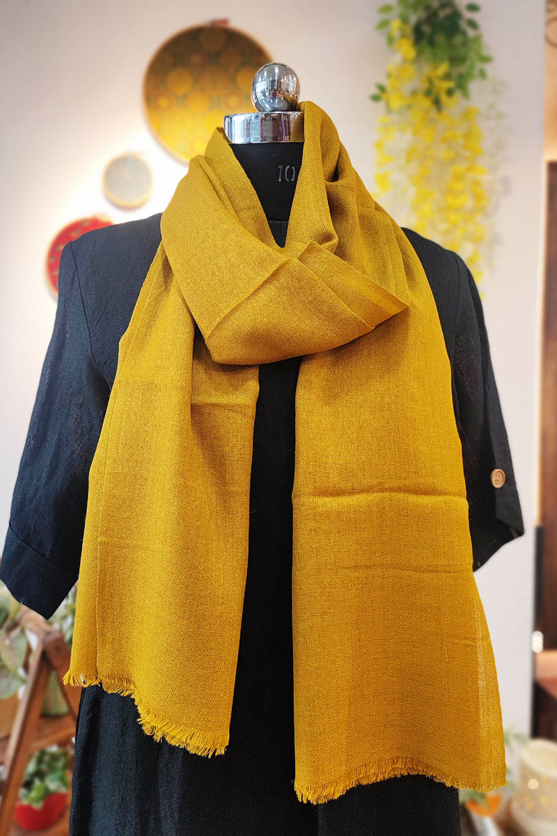 Mustard Plain Fine Wool Pashmina Stole