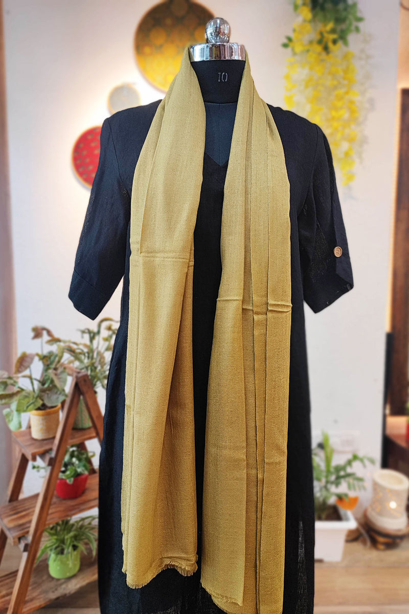 Beige Plain Fine Wool Pashmina Stole
