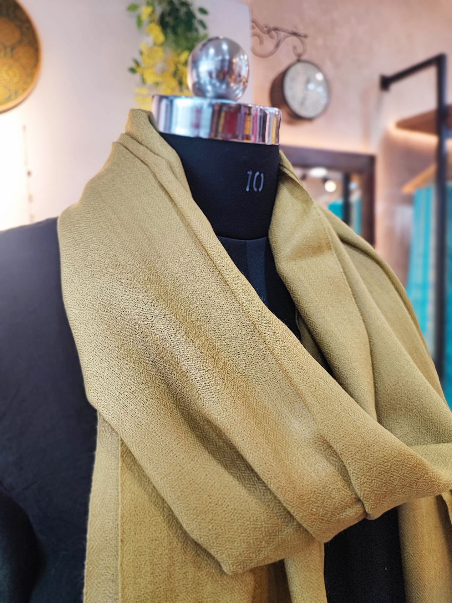 Beige Plain Fine Wool Pashmina Stole
