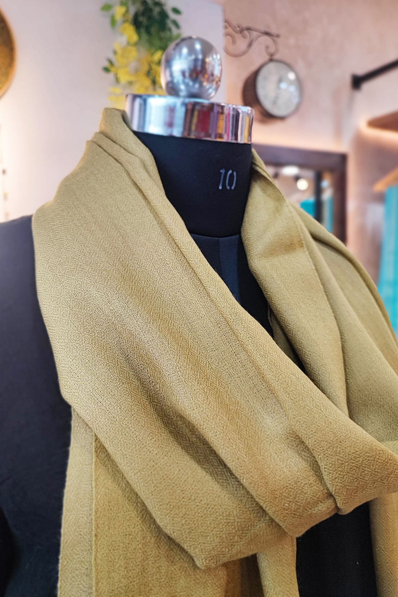 Beige Plain Fine Wool Pashmina Stole