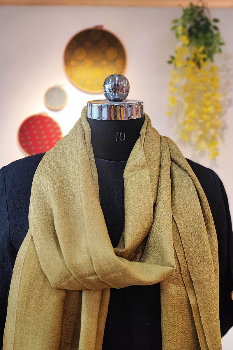 Beige Plain Fine Wool Pashmina Stole