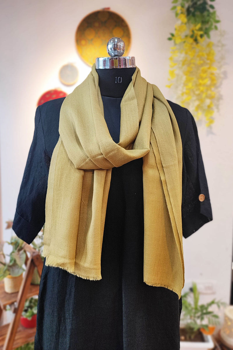 Beige Plain Fine Wool Pashmina Stole