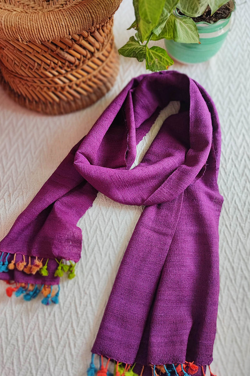 Purple Pure Wool Woven Handloom Stole