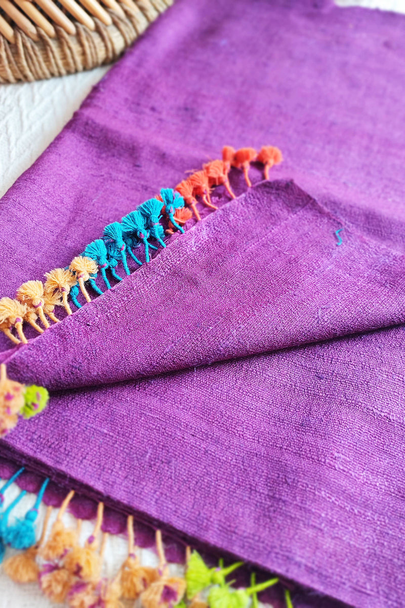 Purple Pure Wool Woven Handloom Stole