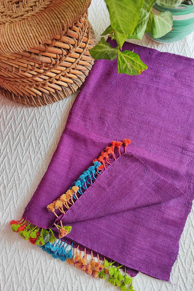 Purple Pure Wool Woven Handloom Stole