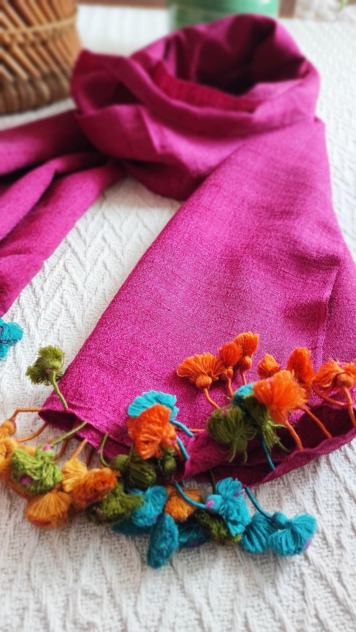 Barbie Pink Pure Wool Woven Handloom Stole