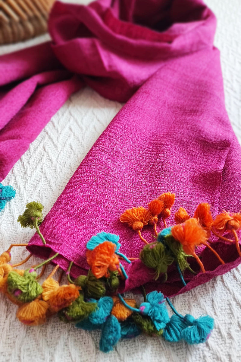 Barbie Pink Pure Wool Woven Handloom Stole