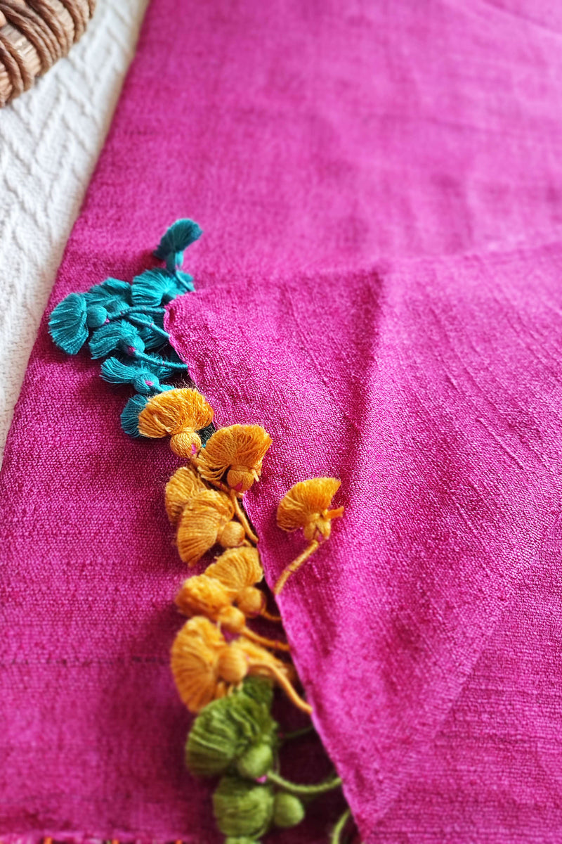 Barbie Pink Pure Wool Woven Handloom Stole