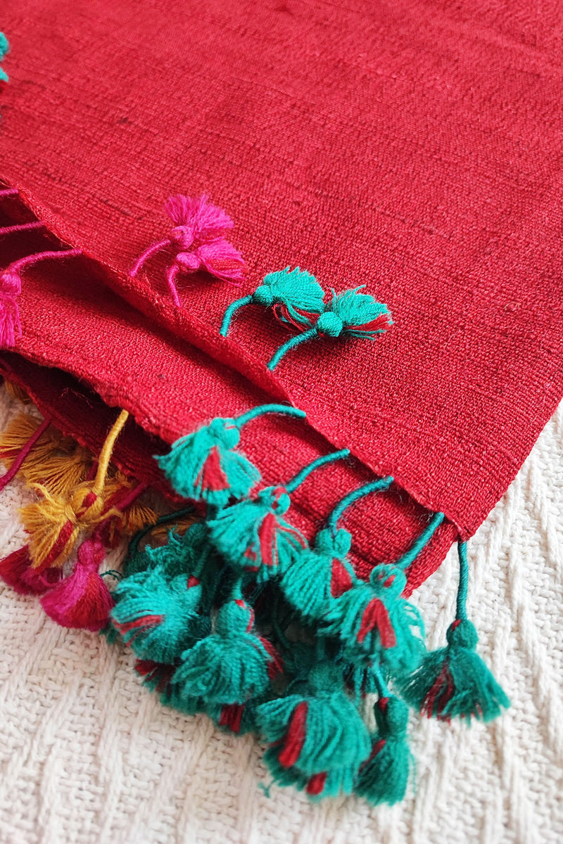 Scarlet Pure Wool Woven Handloom Stole