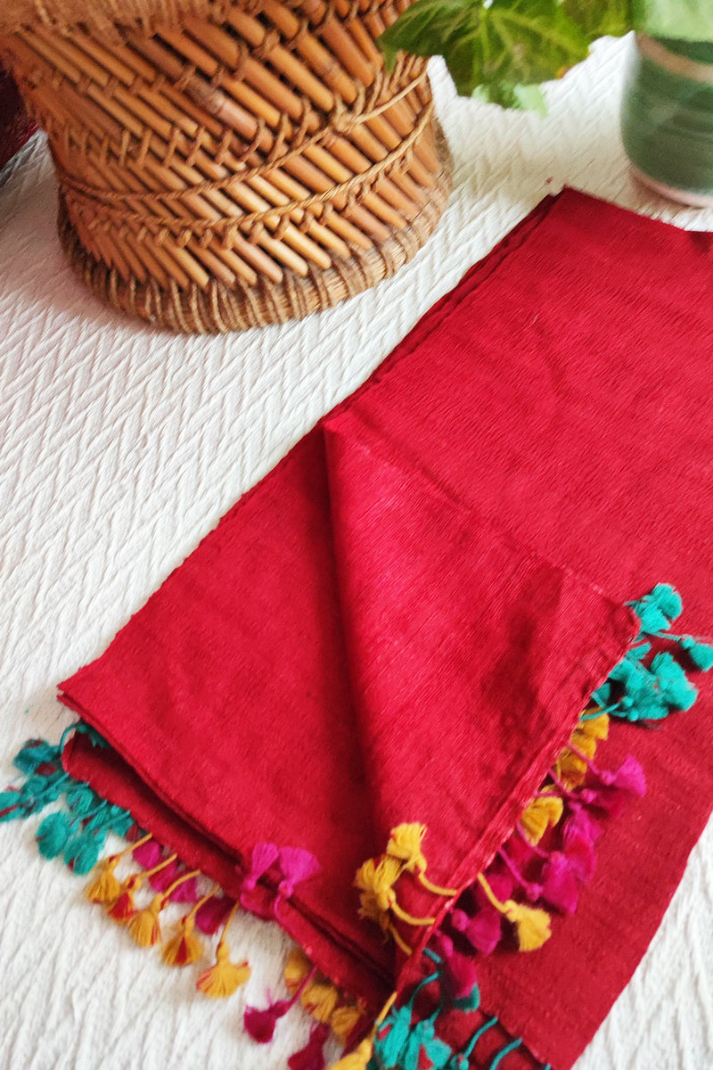 Scarlet Pure Wool Woven Handloom Stole