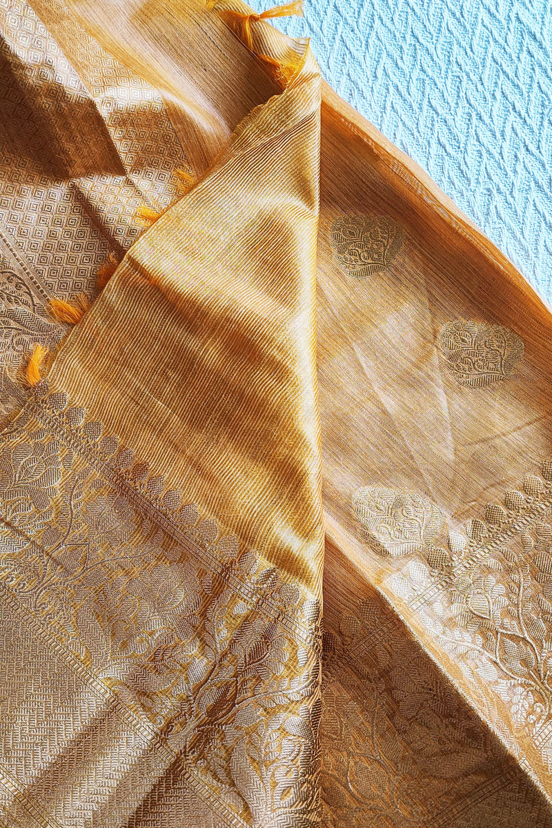 Biscotti Handloom Silk Saree with Zari Work and Border