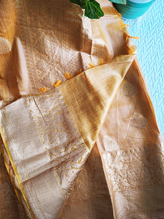 Biscotti Handloom Silk Saree with Zari Work and Border