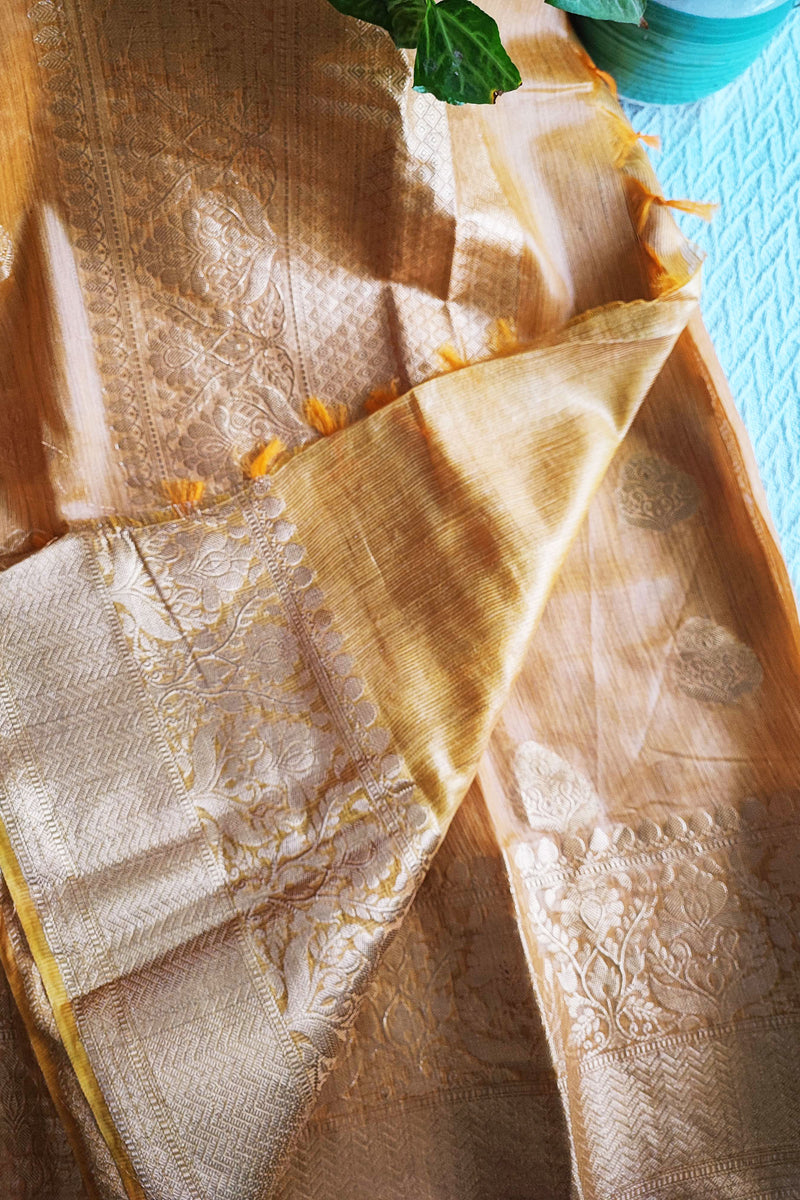 Biscotti Handloom Silk Saree with Zari Work and Border