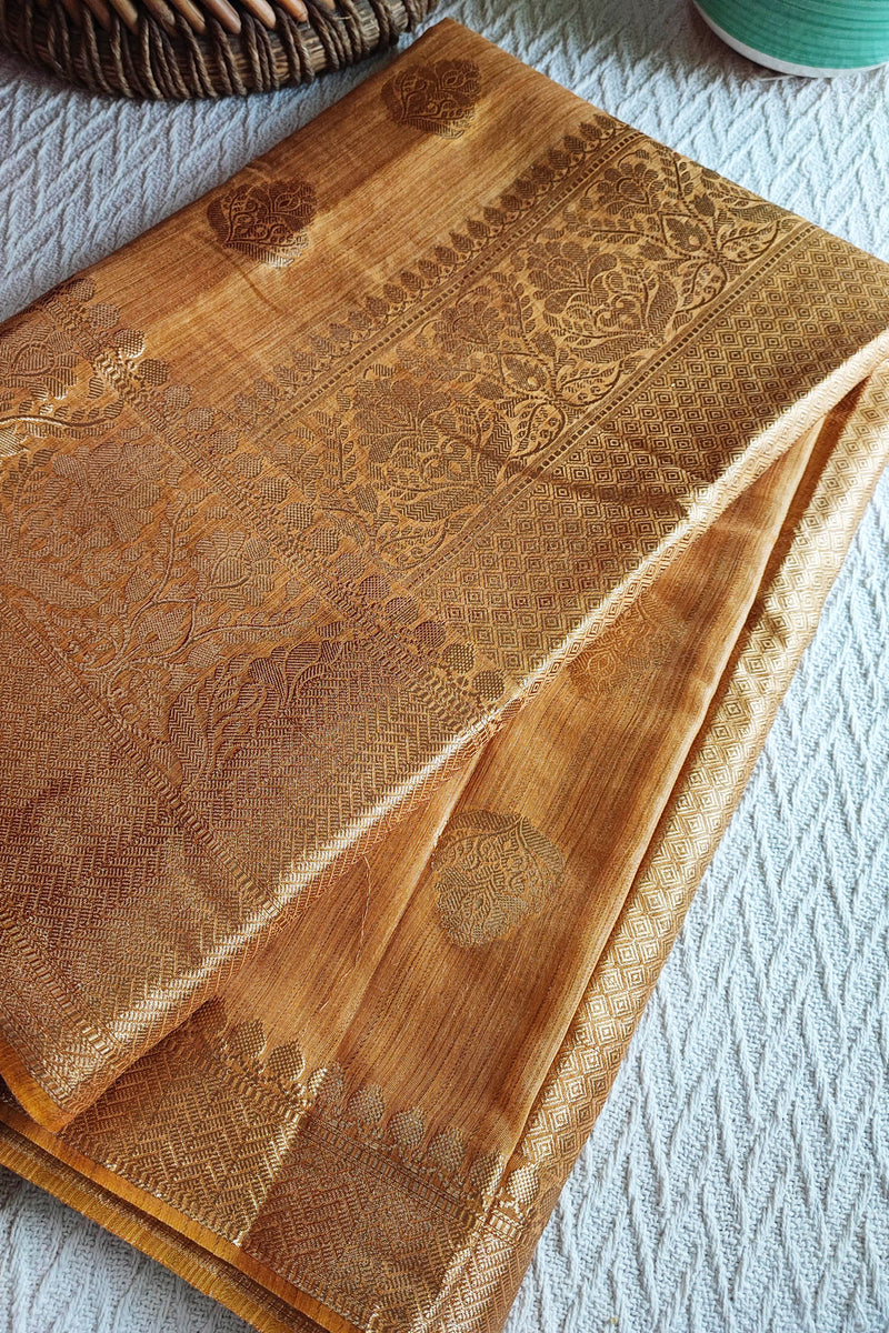 Biscotti Handloom Silk Saree with Zari Work and Border