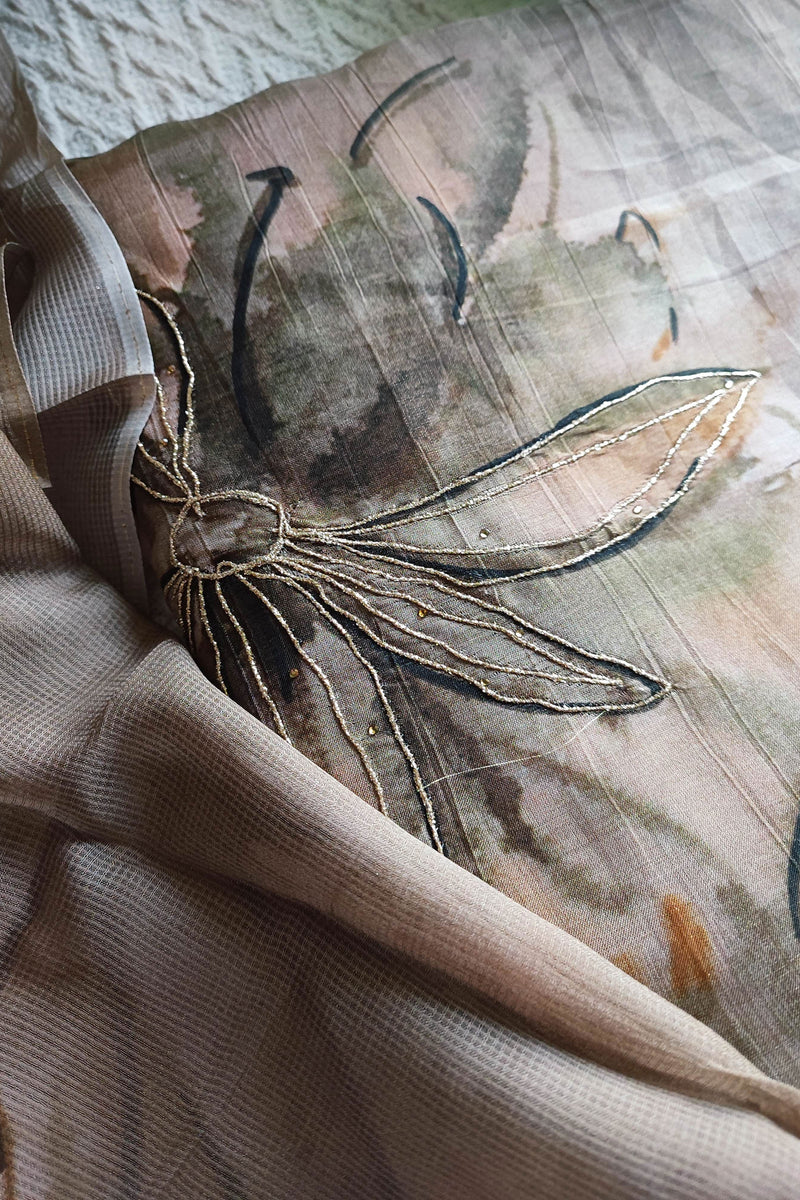 Flowy Semi-Crepe Suit with Digital Print and Light Zari Work