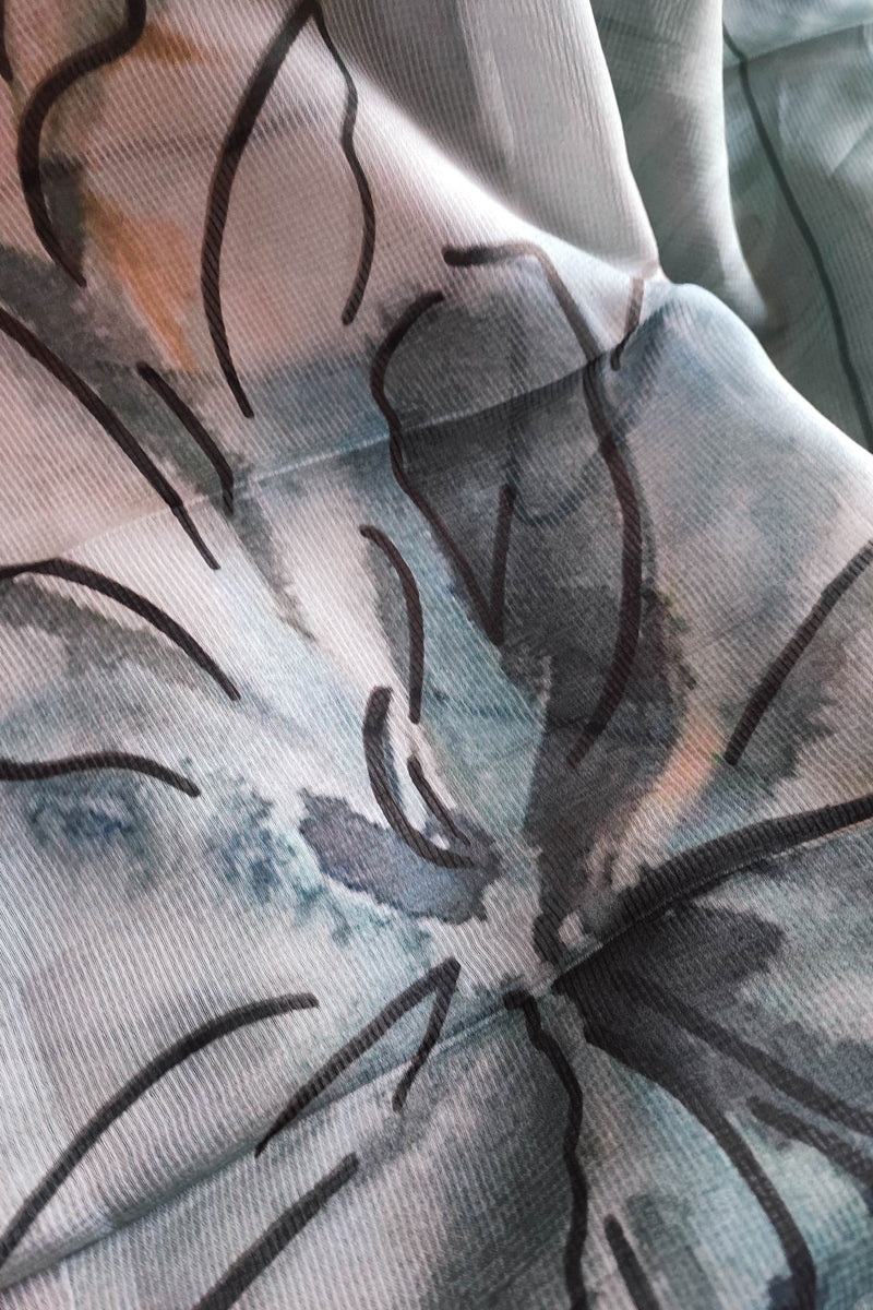 Flowy Semi-Crepe Suit with Digital Print and Light Zari Work