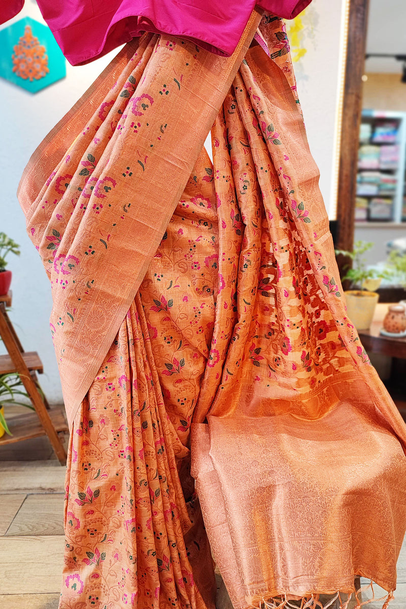 Jamawar All-Over Weaving Soft Silk Saree