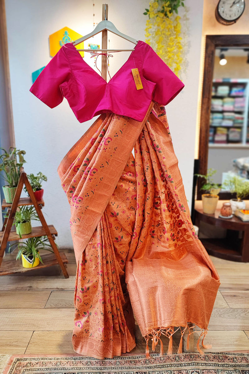 Jamawar All-Over Weaving Soft Silk Saree